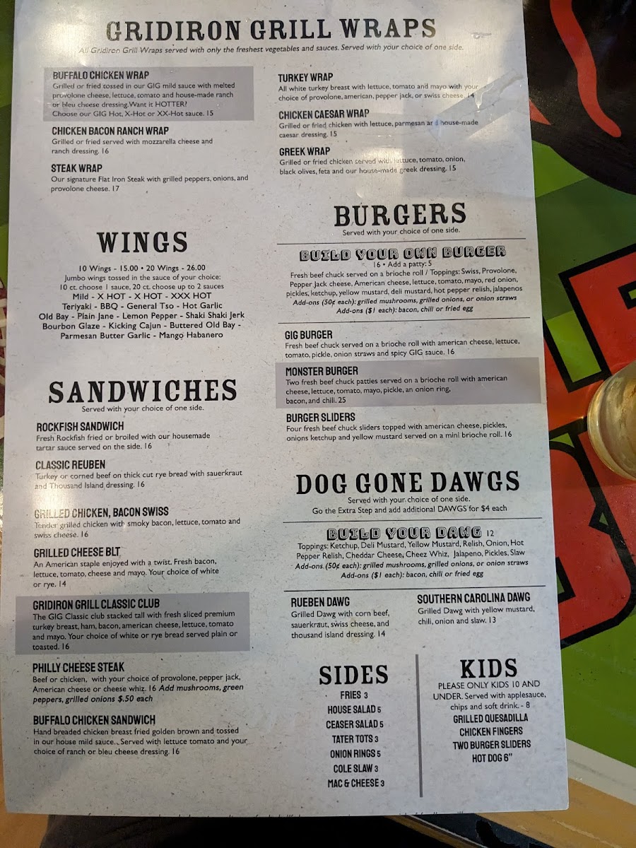 Gridiron Grill Menu-1